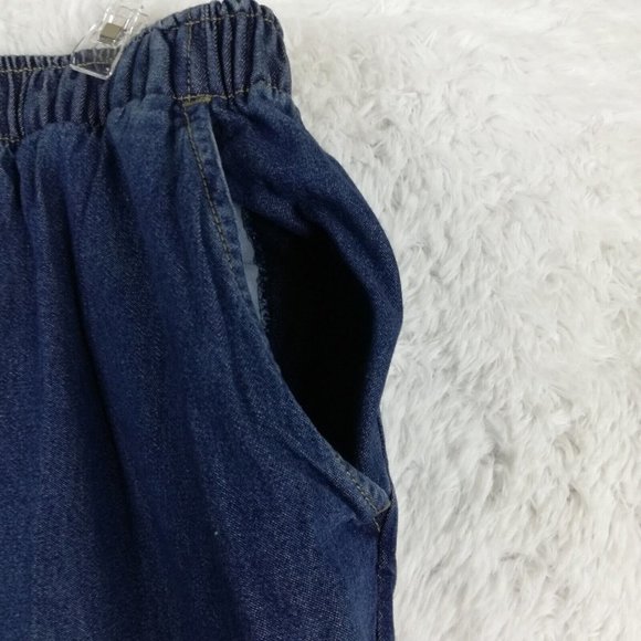 Erika Womans Jeans Straight Leg Blue Denim Embroidered Floral Elastic Petite PM - Picture 5 of 14